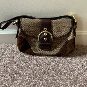 Coach brown and pattern shoulder bag